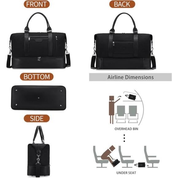 Weekender Bags For Women With Shoe Compartment Large Capacity Travel - Picture 2 of 6